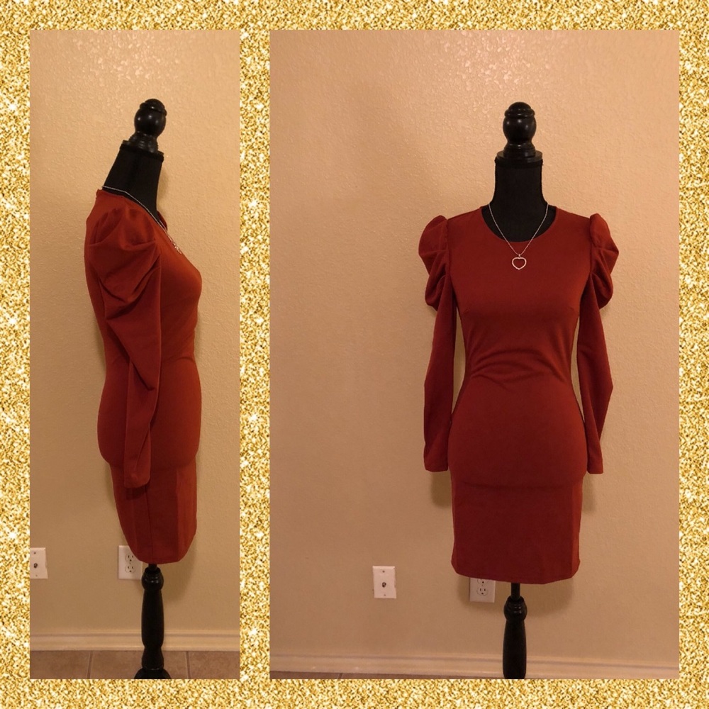 NWT Puff Sleeve Bodycon Mini Dress